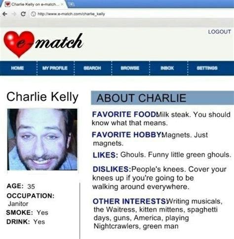 charlie it's always sunny in philadelphia|charlie kelly dating profile pic.